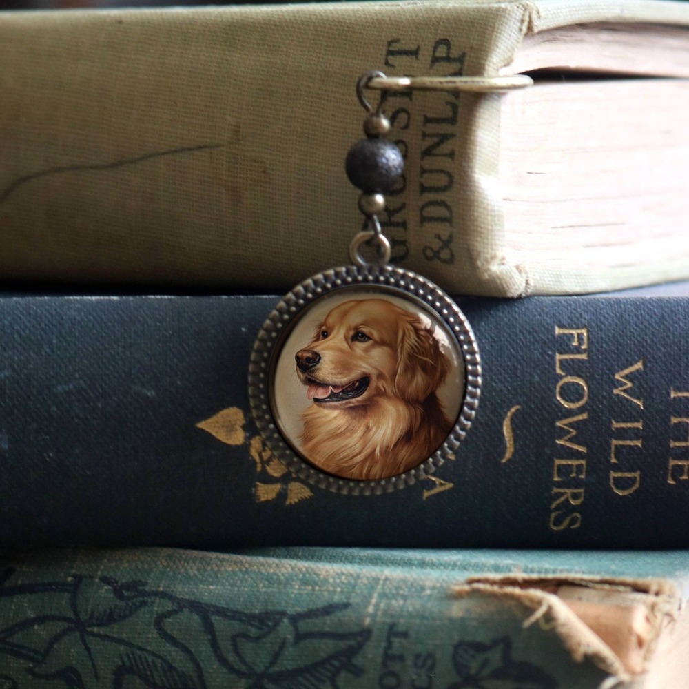 Golden Retriever Dog Bookmark - "Best Friends" - Antique Bronze Book Hook - Picture 5 of 5